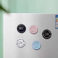 Double-Sided Clean Dirty Dishwasher Magnet Sign - Round Acrylic Cover