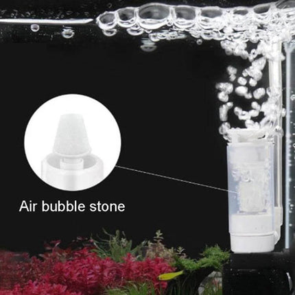 Compact Fish Tank Pneumatic Filter Oxygenator For Freshwater producing fine air bubbles for quiet aeration and multi-stage filtration in nano aquariums