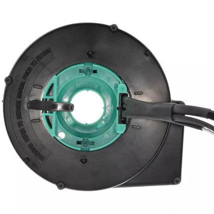 Clock Spring Coil for Cherokee Steering Horn Controls – direct-fit black housing with green inner hub and wiring for horn and steering wheel connections