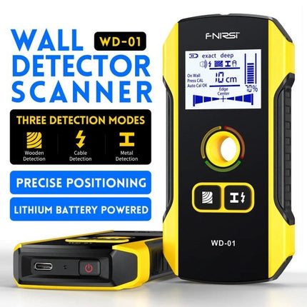 FNIRSI Multifunctional Wall Metal and Wire Detector - compact WD-01 wall scanner for detecting metal, wires, and wood with LCD positioning