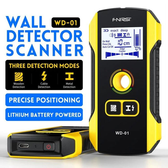 FNIRSI Multifunctional Wall Metal and Wire Detector - compact WD-01 wall scanner for detecting metal, wires, and wood with LCD positioning