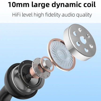 Single Clip On Bluetooth Earphone For Hands Free Calls showing 10mm large dynamic coil exploded view audio parts