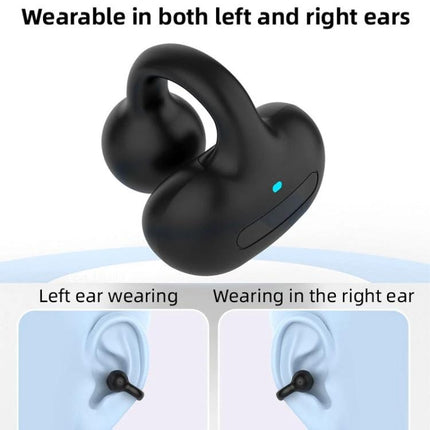 Single Clip On Bluetooth Earphone For Hands Free Calls in black, compact clip design for commuting and one-ear use