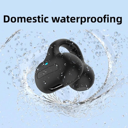 Single Clip On Bluetooth Earphone For Hands Free Calls in black showing waterproof clip design for commuting