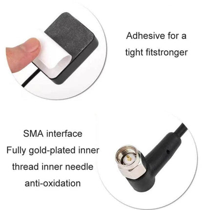 External Vehicle GPS Antenna for Satellite Navigation with 1.7m Cable - adhesive mount, SMA right-angle connector, 1.7m RG174 cable