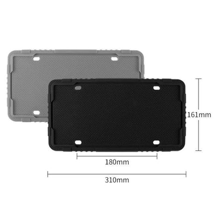 Silicone License Plate Frame for North American Vehicles black silicone frame with drainage holes and dimensions 310x161mm