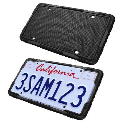 Silicone License Plate Frame for North American Vehicles, black durable silicone with drainage holes protecting license plate from water and fading