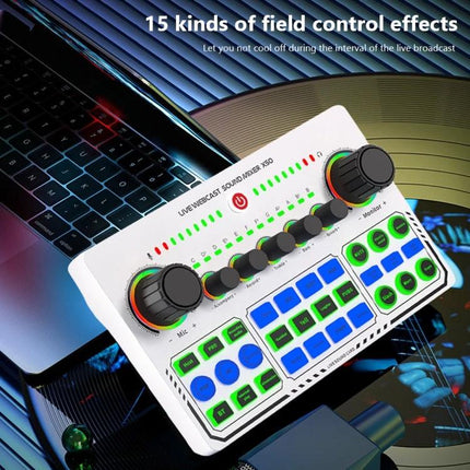 Sound Card for Everyday Live Streaming and Content Creation - compact white live broadcast sound card with knobs and buttons
