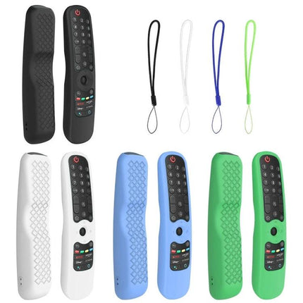 Practical Silicone Protective Case for LG Smart TV Remotes against Drops - silicone covers in black white blue green with wrist straps