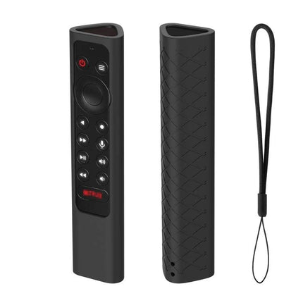 Silicone Case for NVIDIA Shield TV Pro Remote with Lanyard - black silicone cover with textured grip and glow-in-the-dark lanyard