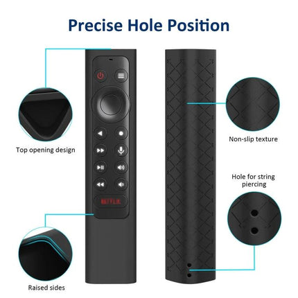 Silicone Case for NVIDIA Shield TV Pro Remote with Lanyard - black non-slip glow-in-the-dark silicone cover with precise hole positions and lanyard hole