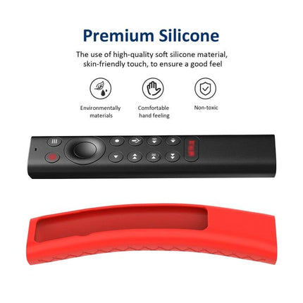 Silicone Case for NVIDIA Shield TV Pro Remote with Lanyard in red showing premium silicone protection and glow features