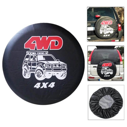 PVC Faux Leather Spare Wheel Cover for 14-17 Inch Tires black 4WD 4x4 printed spare tire protector
