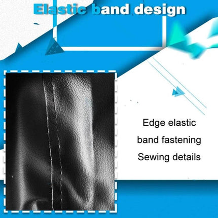 PVC Faux Leather Spare Wheel Cover for 14-17 Inch Tires showing close-up of black PVC faux leather with elastic band and sewing details