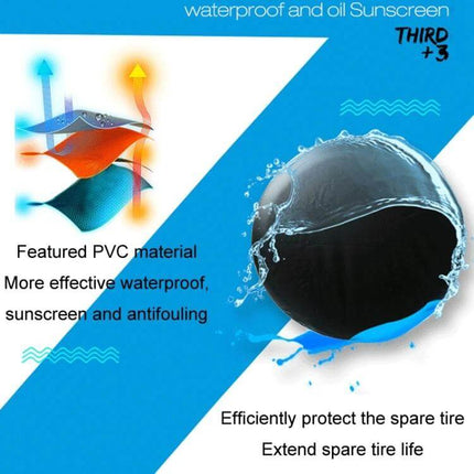 PVC Faux Leather Spare Wheel Cover for 14-17 Inch Tires - waterproof PVC cover protecting spare tire from sun, rain, dirt and UV damage