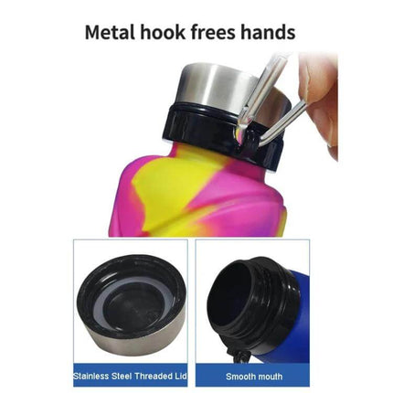 Outdoor Silicone Folding Water Cup Blue For Travel And Outdoors - Foldable 700ml silicone cup with metal hook, stainless steel lid and compact pack size