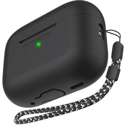 AhaStyle Silicone Case for AirPods Pro 2 Daily Protection slim black silicone case with lanyard and LED cutout