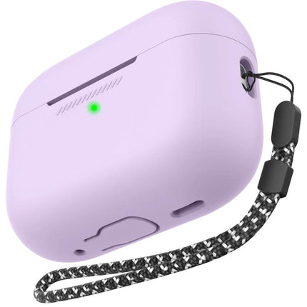 AhaStyle Silicone Case for AirPods Pro 2 Daily Protection slim lilac silicone case with lanyard for commuting and workouts