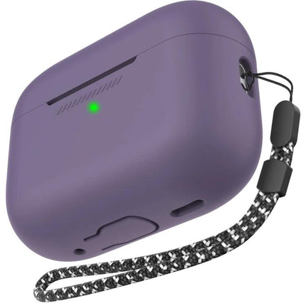 AhaStyle Silicone Case for AirPods Pro 2 Daily Protection - purple silicone case with lanyard for secure everyday use