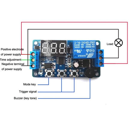 Timing Delay Relay Module for Automotive Control Systems - compact electronic delay relay board with LCD, adjustment knobs and relay output for vehicle circuits