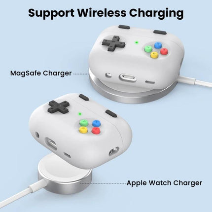 Protect your earphones with AhaStyle Silicone Case for daily activities - white silicone AirPods Pro 2 case on MagSafe charger