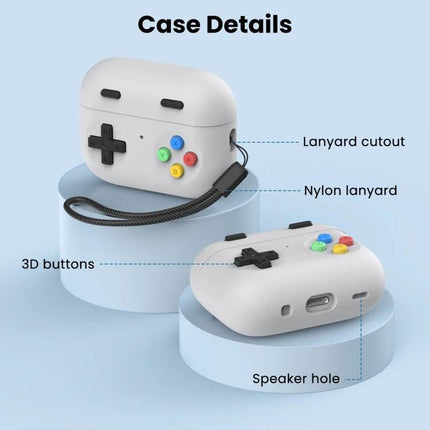 Protect your earphones with AhaStyle Silicone Case for daily activities - white AirPods Pro 2 silicone case with 3D buttons, lanyard cutout, speaker hole
