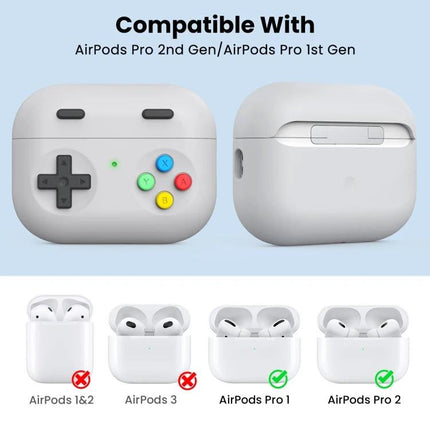 Protect your earphones with AhaStyle Silicone Case for daily activities - white silicone AirPods Pro 1/2 protective case with gamepad buttons