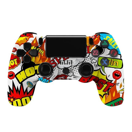 Game Controller for Everyday PS4 Gaming at Home - colorful comic-style Bluetooth PS4 controller with dual analog sticks, touchpad, and action buttons