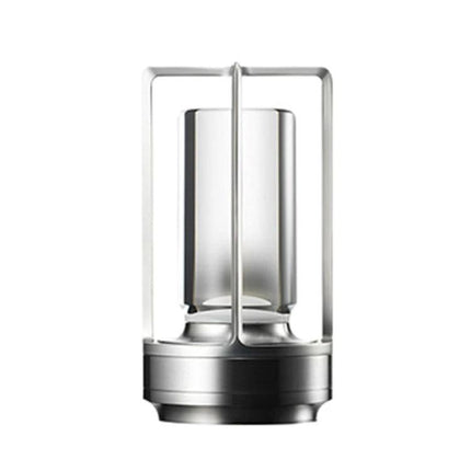 A Lamp That Lights Up Your Home and Camping Nights Easily - portable silver LED lantern for tent or bedside desk lighting