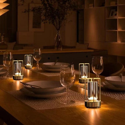 A Lamp That Lights Up Your Home and Camping Nights Easily - portable table lamps on dining table creating warm ambient lighting
