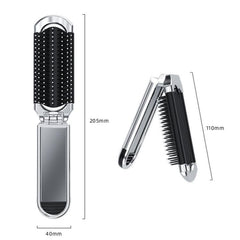 Portable 2-in-1 Folding Comb with Mirror and Massage Features