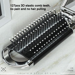 Portable 2-in-1 Folding Comb with Mirror and Massage Features