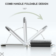 Portable 2-in-1 Folding Comb with Mirror and Massage Features