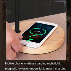 Floating Moon Lamp with Wireless Charging and 3D Night Light – USB Powered Table Decor