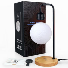 Floating Moon Lamp with Wireless Charging and 3D Night Light – USB Powered Table Decor