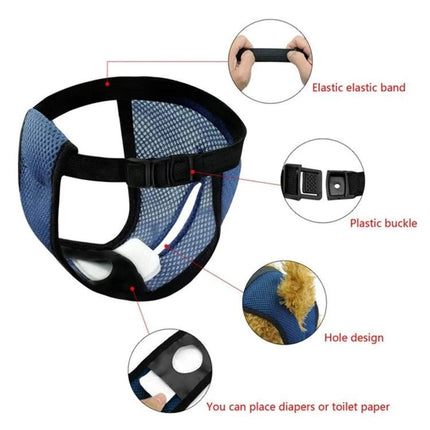 Sanitary Pants for Female Dogs in Everyday Home Care breathable mesh reusable diaper with elastic band and plastic buckle