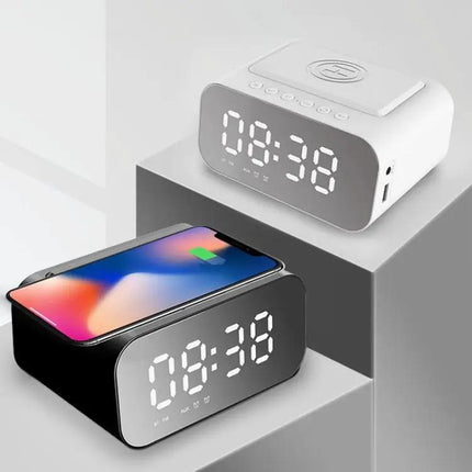Bedside Clock Speaker With Wireless Charging Pad