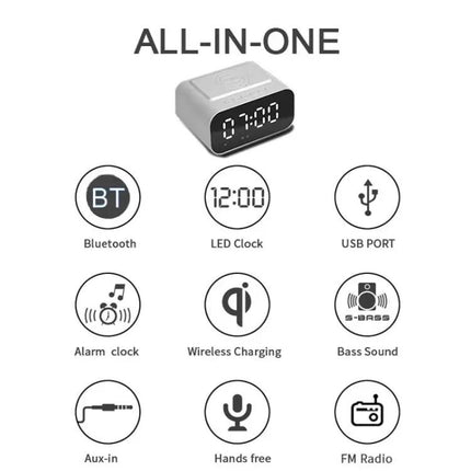 Bedside Clock Speaker With Wireless Charging Pad