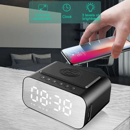Bedside Clock Speaker With Wireless Charging Pad