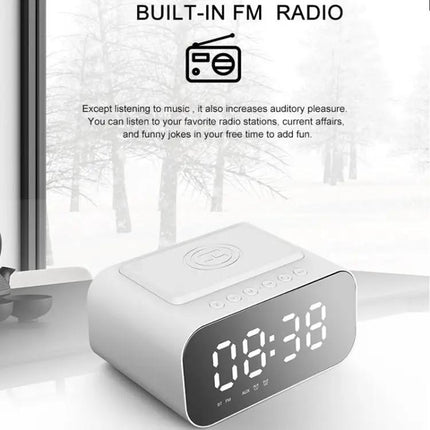 Bedside Clock Speaker With Wireless Charging Pad
