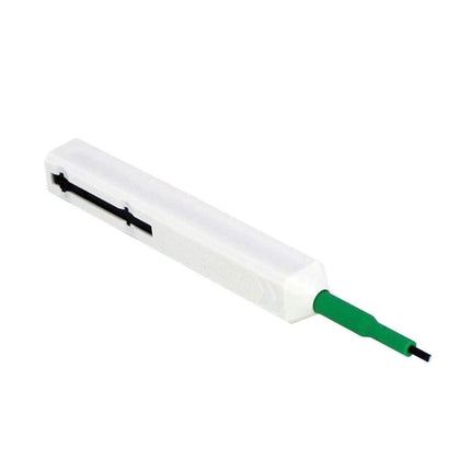Handheld Fiber Optic Connector Cleaning Tool for Maintenance white handheld cleaner with green tip for removing dust from fiber connectors