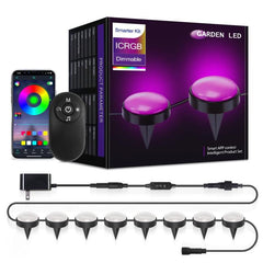 Bluetooth RGB Waterproof LED Lawn Light String with 15 Color-Changing LEDs - 10m Length