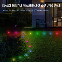 Bluetooth RGB Waterproof LED Lawn Light String with 15 Color-Changing LEDs - 10m Length