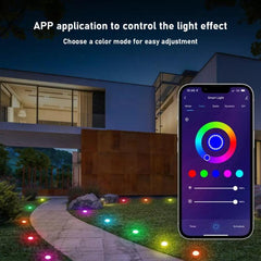 Bluetooth RGB Waterproof LED Lawn Light String with 15 Color-Changing LEDs - 10m Length