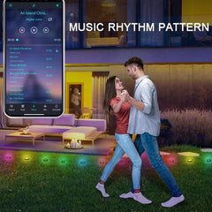 Bluetooth RGB Waterproof LED Lawn Light String with 15 Color-Changing LEDs - 10m Length