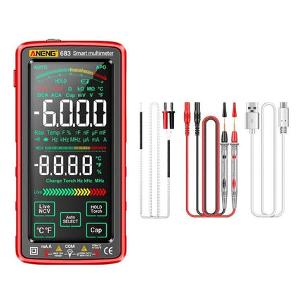ANENG Rechargeable Multimeter for Everyday Electrical Testing - compact multimeter with probes, USB charging cable and accessories for household and automotive diagnostics