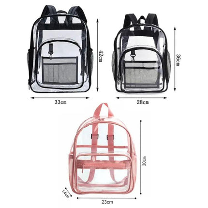 PVC Transparent Waterproof School Backpack Large Purple