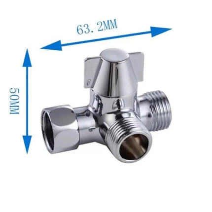 Easy Shower Diverter for Your Everyday Bathroom Routine chrome three-way valve diverter showing 63.2mm x 50mm compact dimensions