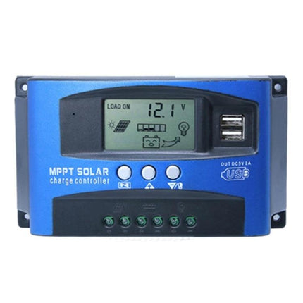 Solar Charge Controller for 12V and 24V Battery Systems - MPPT solar charge controller with LCD, USB ports and 12.1V display for off-grid RVs and cabins