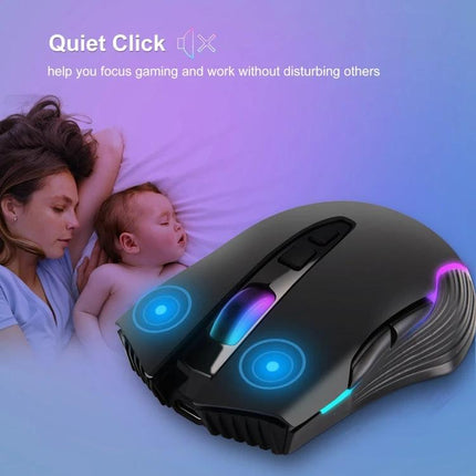E50 Portable Wireless Mouse with 7 Keys for Daily Computing - quiet click ergonomic travel mouse with RGB lights and 7-key layout
